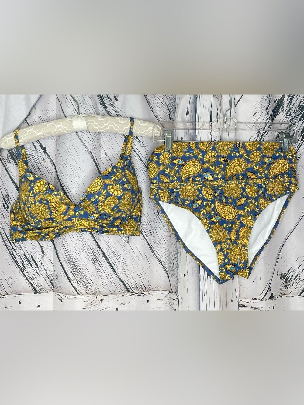 Boden Capri Bikini Harvest Gold Blue 32D/M